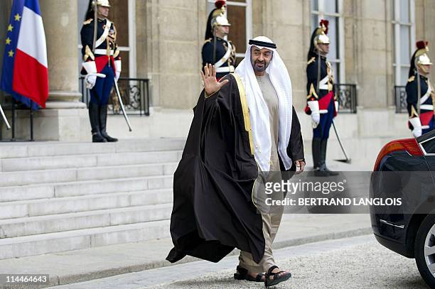 Sheikh Mohamed bin Zayed Al Nahyan , Crown Prince of Abu Dhabi and Deputy Supreme Commander of the United Arab Emirates Armed Forces, leaves France's...