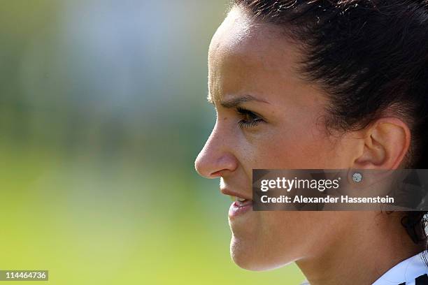 Fatmire Bajramaj looks on during a training session of Germany at adidas headquater on May 19, 2011 in Ingolstadt, Germany.