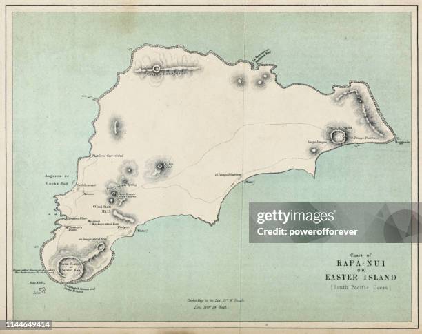 ilustraciones, imágenes clip art, dibujos animados e iconos de stock de mapa de isla de pascua-19th siglo - easter island