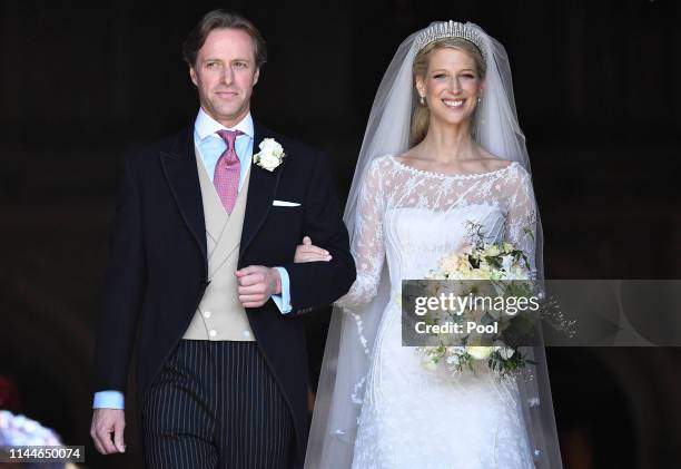 Lady Gabriella Windsor and Thomas Kingston leave after marrying in St George's Chapel on May 18, 2019 in Windsor, England. (Photo by Andrew Parsons -...