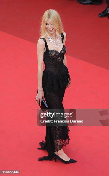 Model Claudia Schiffer attends the "This Must Be The Place" premiere during the 64th Annual Cannes Film Festival at Palais des Festivals on May 20,...