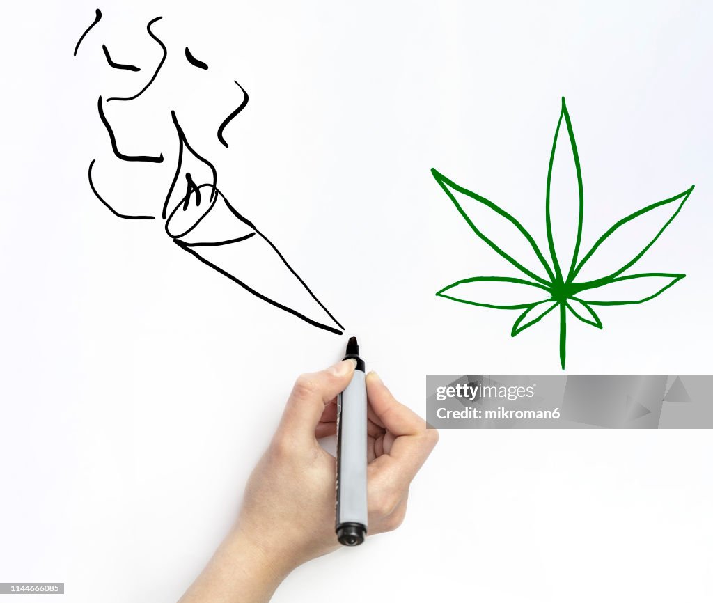 Weed Draw Weed Plant Smoking A Joint Drawing