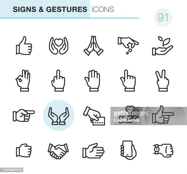 gestures - pixel perfect icons - holding hands vector stock illustrations