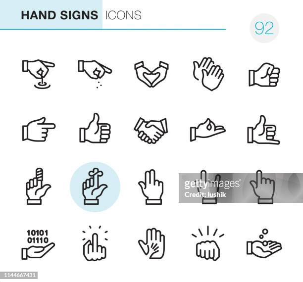 hand signs - pixel perfect icons - punching the air stock illustrations