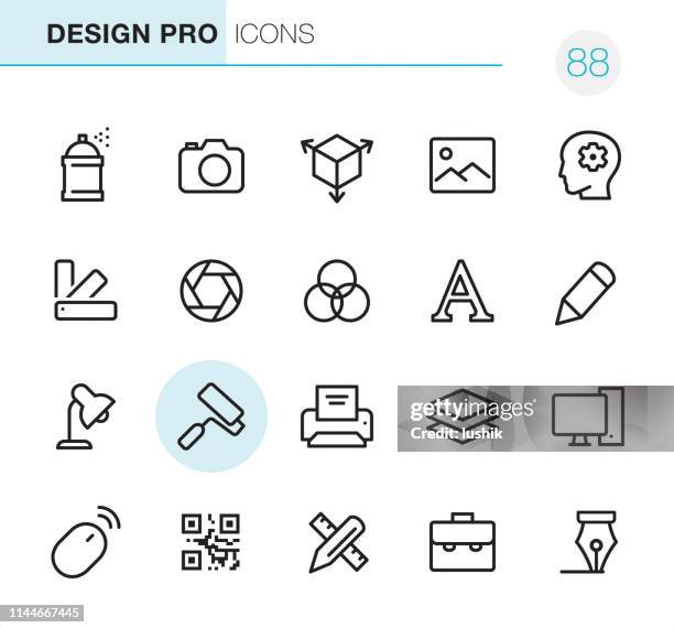 stockillustraties, clipart, cartoons en iconen met ontwerp pro-pixel perfecte iconen - behangkwast