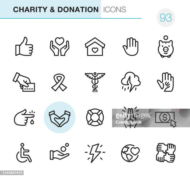 ilustrações de stock, clip art, desenhos animados e ícones de donation and charity - pixel perfect icons - in a perfect world
