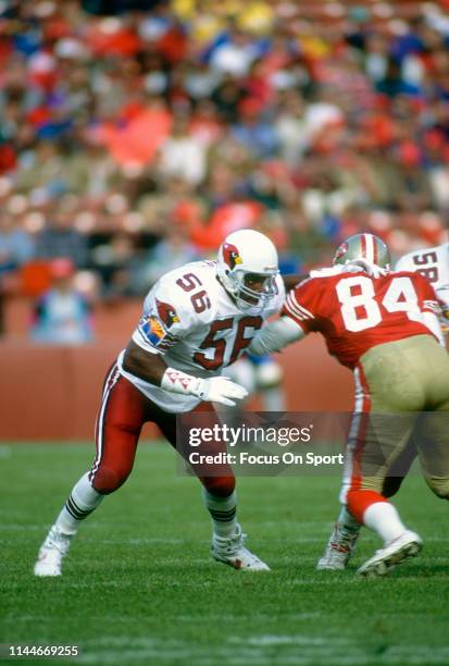 Ken Harvey of the Phoenix Cardinals in action against the San Francisco 49ers during an NFL football game November 17, 1991 at Candlestick Park in...