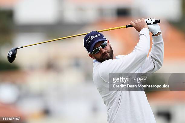 Francois Delamontagne of Fance hits his tee shot on the 3rd hole during day two of the Madeira Islands Open on May 20, 2011 in Porto Santo Island,...