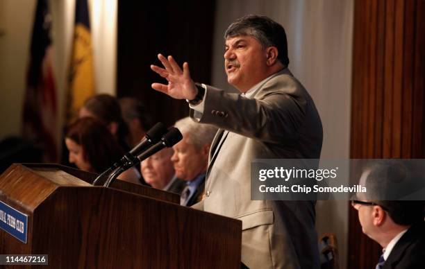 President Richard Trumka addresses the National Press Club May 20, 2011 in Washington, DC. Trumka answered questions about what he calls the recent...