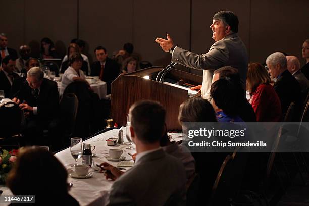 President Richard Trumka addresses the National Press Club May 20, 2011 in Washington, DC. Trumka answered questions about what he calls the recent...