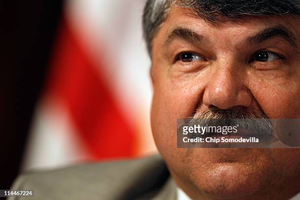 President Richard Trumka addresses the National Press Club May 20, 2011 in Washington, DC. Trumka answered questions about what he calls the recent...