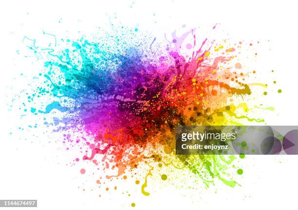 rainbow paint splash - painted image stock illustrations