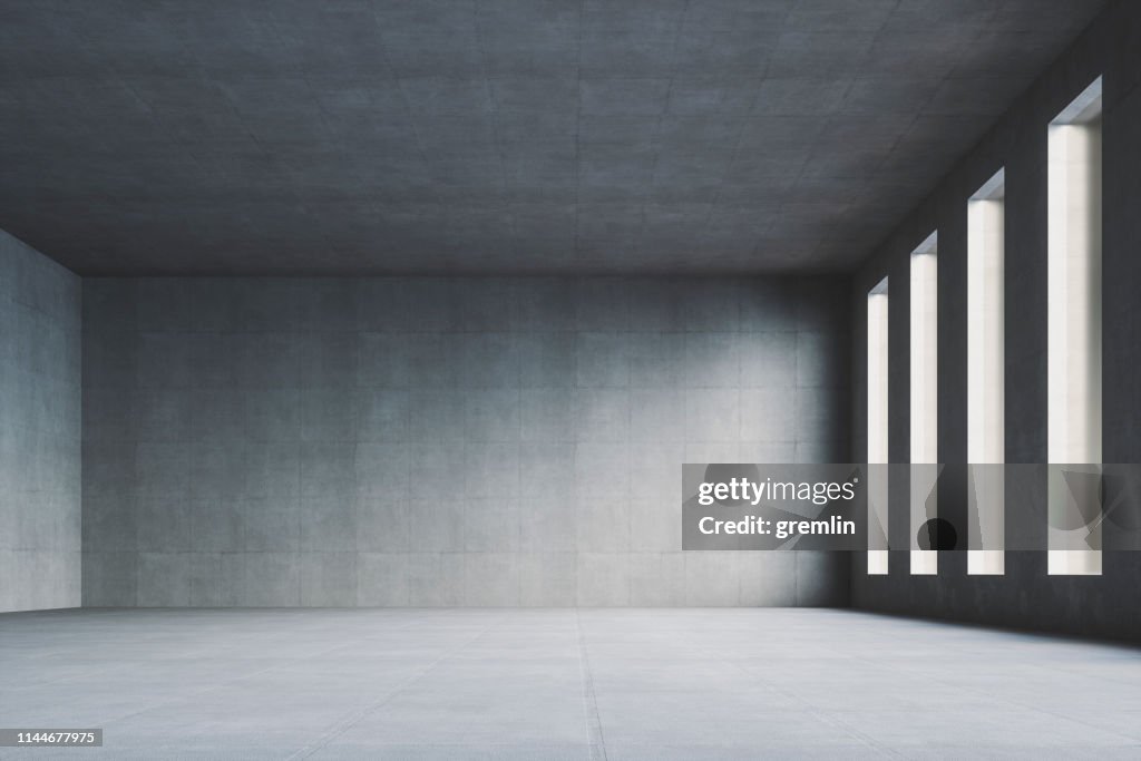 Empty modern concrete room