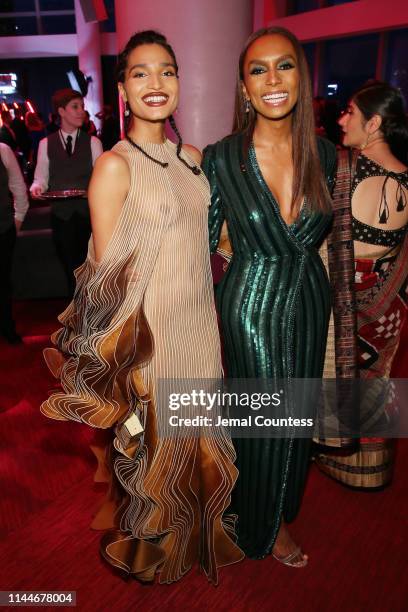 Indya Moore and Janet Mock attend the TIME 100 Gala 2019 Cocktails at Jazz at Lincoln Center on April 23, 2019 in New York City.