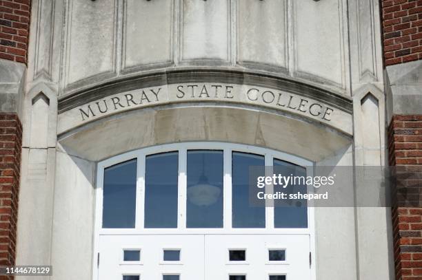 murray state college sign over building entrance - murray state college stock pictures, royalty-free photos & images