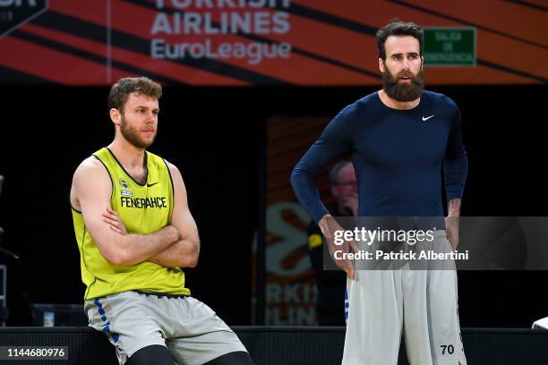 Nicolo Melli, #4 of Fenerbahce Beko Istanbul and Luigi Datome, #70 of Fenerbahce Beko Istanbul during the 2019 Turkish Airlines EuroLeague Four...