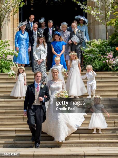 Lady Gabriella Windsor and Thomas Kingston after their wedding at St George's Chapel on May 18, 2019 in Windsor, England.