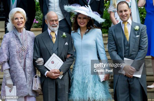 Prince Michael of Kent and Princess Michael of Kent with Lord Frederick Windsor and Sophie Windsor during the wedding of Lady Gabriella Windsor and...