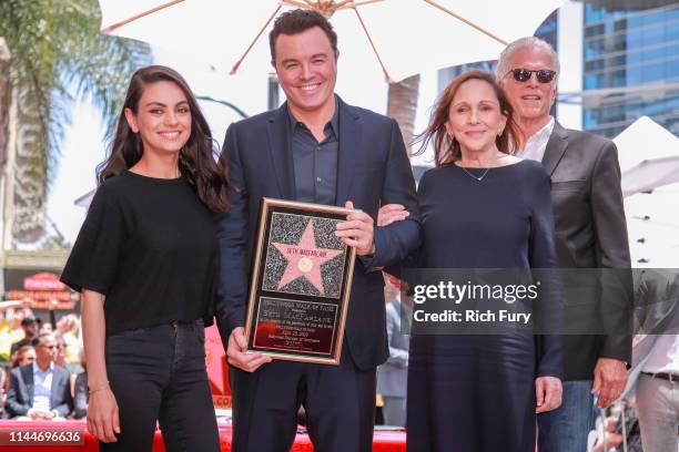 Mila Kunis, Seth MacFarlane, Ann Druyan and Ted Danson attend a ceremony honoring MacFarlane with a star on the Hollywood Walk Of Fame on April 23,...