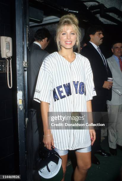 Marla Maples poses at Yankee Stadium for a portrait in 1991 in Los Angeles, California.