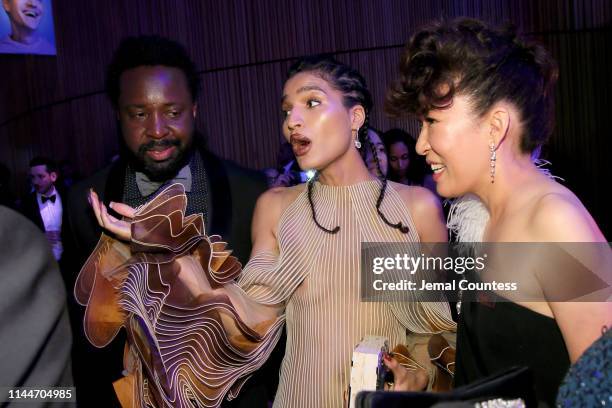 Marlon James, Indya Moore, and Sandra Oh attend the TIME 100 Gala 2019 Cocktails at Jazz at Lincoln Center on April 23, 2019 in New York City.