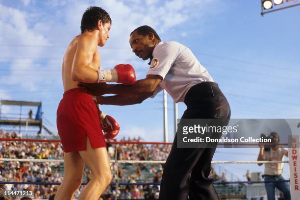 Barry McGuigan boxing on June 23, 1986 in Las Vegas, Nevada.