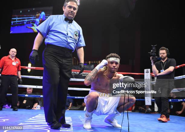 May 17: Jacob Marrero battles Hugo Aguilar during their Junior Lightweight bout on May 17, 2019 at the Fox Theater in Mashantucket, Connecticut.