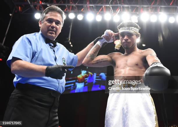 May 17: Jacob Marrero battles Hugo Aguilar during their Junior Lightweight bout on May 17, 2019 at the Fox Theater in Mashantucket, Connecticut.
