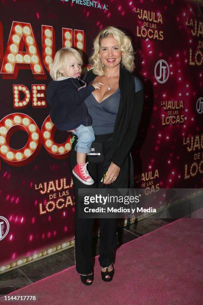 Isabel Madow poses for photos during the premiere and pink carpet of the 'La Jaulas de las Locas' play at Teatro Hidalgo on April 16, 2019 in Mexico...