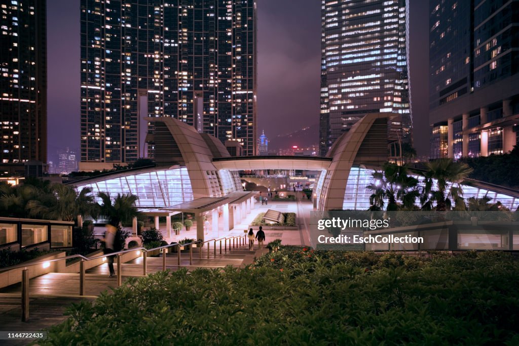 Union Square with Kowloon Station at dusk, Hong Kong