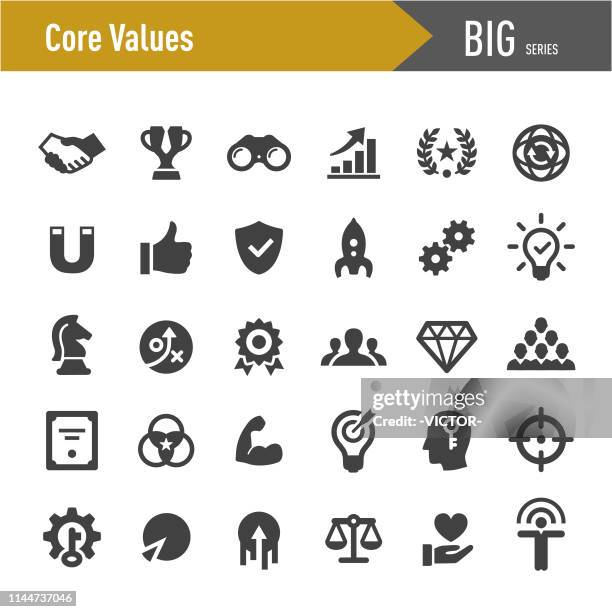ilustrações, clipart, desenhos animados e ícones de conjunto de ícones de valores principais-série grande - pequenas empresas