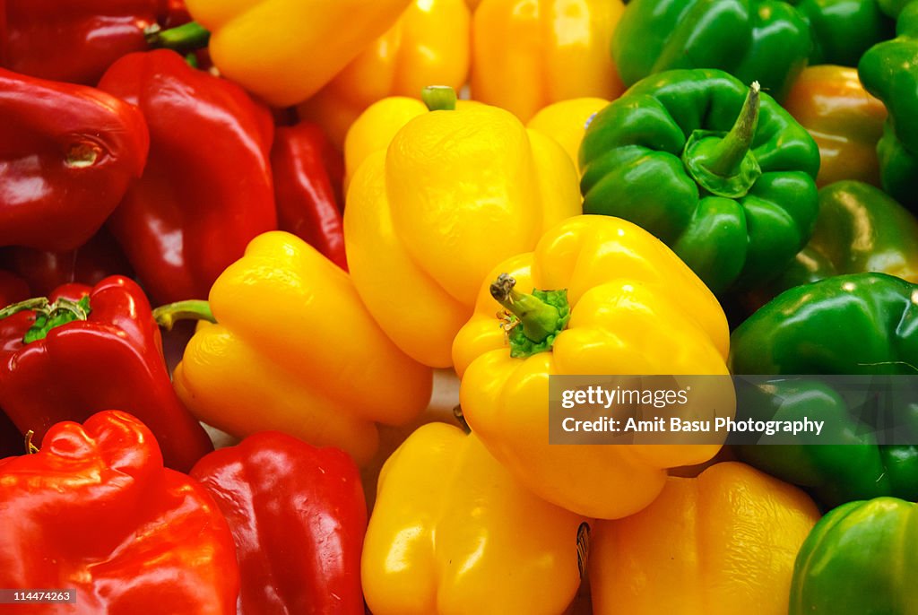 Red, yellow and green Bell Peppers