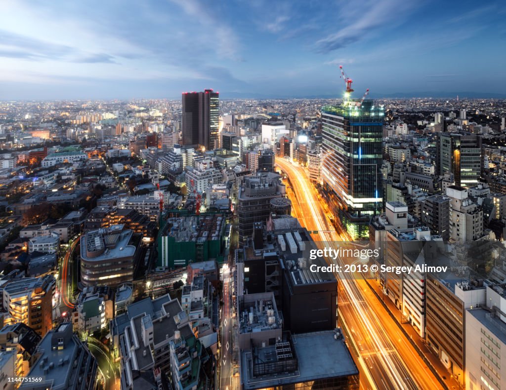 Tokyo panoramic cityscape at night