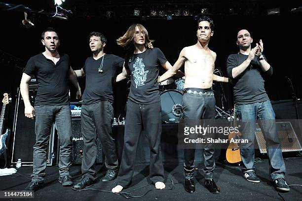 Tomer Z, Seffy Efrati, Steven Wilson, Aviv Gefffen and Eran Mitelman of Blackfield perform at Irving Plaza on May 20, 2011 in New York City.