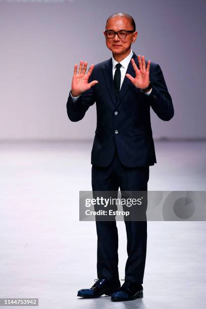 Fashion designer Jimmy Choo on the runway at the Atelier fashion show during the Valmont Barcelona Bridal Fashion Week at Fira Barcelona Montjuic on...