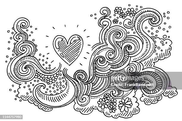 illustrazioni stock, clip art, cartoni animati e icone di tendenza di disegno astratto del motivo d'amore doodle - scarabocchio motivo ornamentale