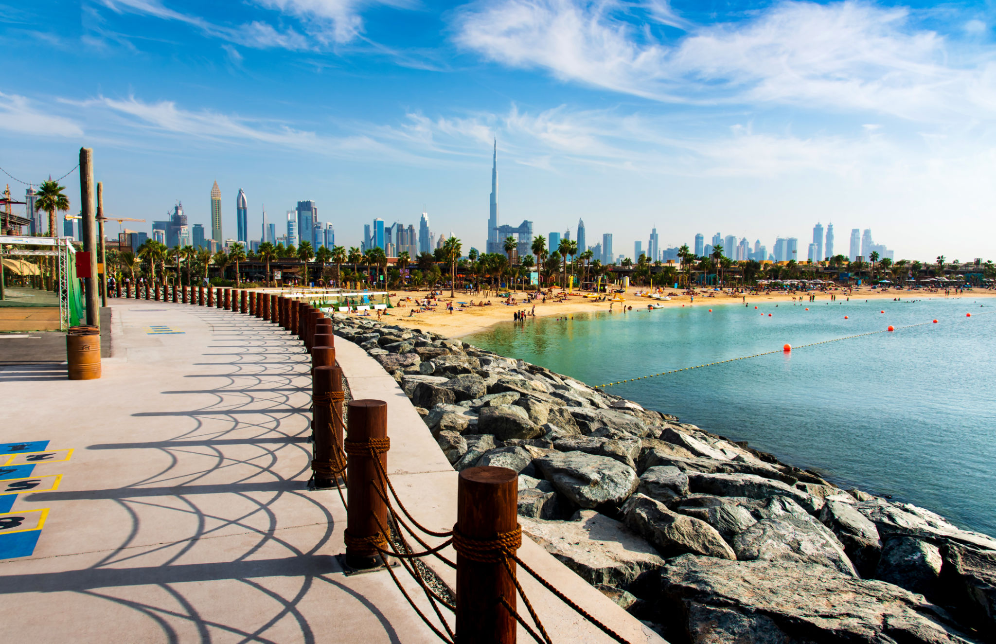 Panoramic view of Dubai from La Mer beach Panoramic view of Dubai from La Mer beach