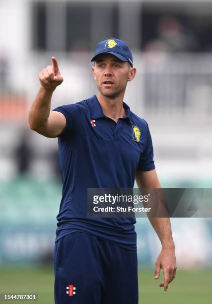Durham coach James Franklin makes a point during the Royal London One Day Cup match between Worcestershire and Durham at New Road on April 24, 2019...