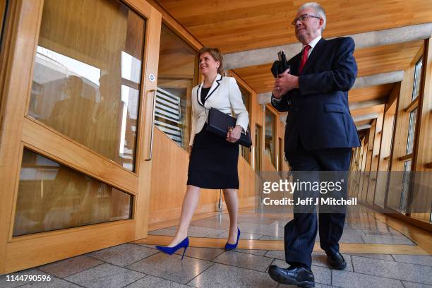 First Minister of Scotland Nicola Sturgeon, arrives with Brexit Minister Mike Russell at the Scottish Parliament to update MSP’s on Brexit and her...