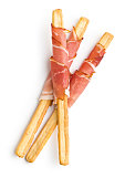 Parma ham prosciutto with grissini breadsticks.