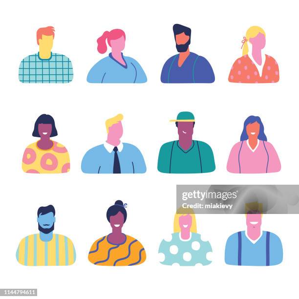 illustrations, cliparts, dessins animés et icônes de collection d’avatars de personnes - caricature