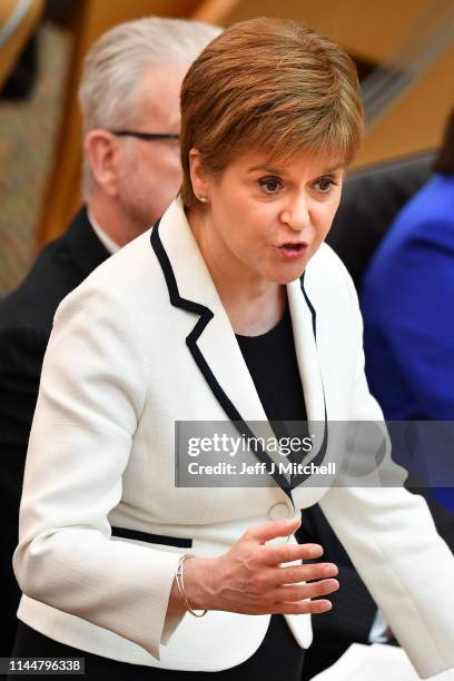 First Minister of Scotland Nicola Sturgeon, updates the Scottish Parliament on Brexit and her plans for a possible Scottish independence referendum...