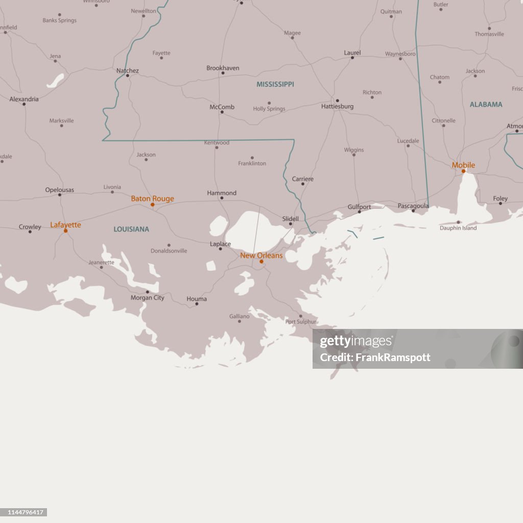 New Orleans Louisiana Area Vector Map