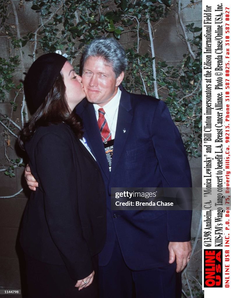 6/13/98 Anaheim, CA. "Monica Lewinsky" and "Bill Clinton" impersonators at the Edison International 