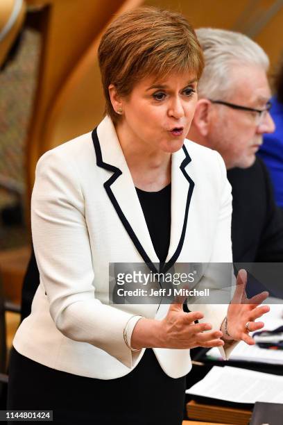 First Minister of Scotland Nicola Sturgeon, updates the Scottish Parliament on Brexit and her plans for a possible Scottish independence referendum...
