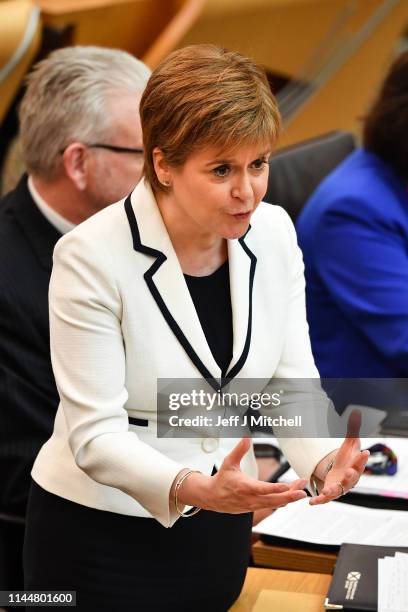 First Minister of Scotland Nicola Sturgeon, updates the Scottish Parliament on Brexit and her plans for a possible Scottish independence referendum...