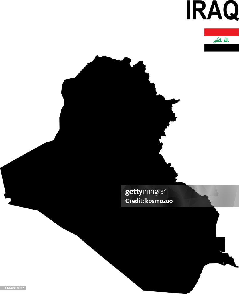 Iraq Mapbasic Black Basic Map Of Iraq With Flag Against White Background High-Res ...