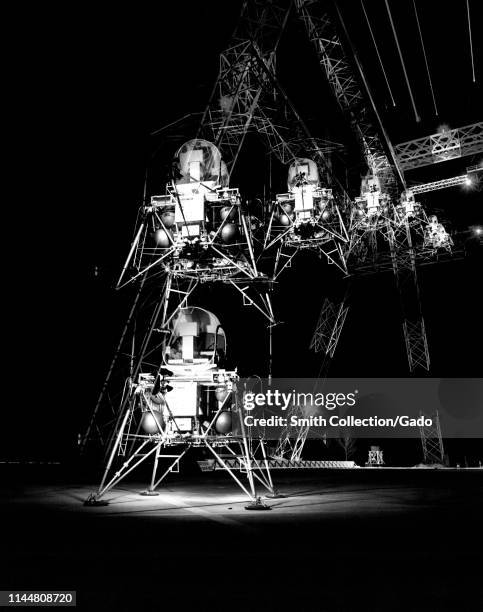 Lunar Excursion Module Simulator night-time training session at NASA Langley Research Center in Hampton, Virginia, April 11, 1967. Image courtesy...