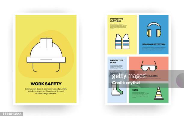 ilustrações, clipart, desenhos animados e ícones de infográfico relacionado à segurança do trabalho - vestuário de proteção