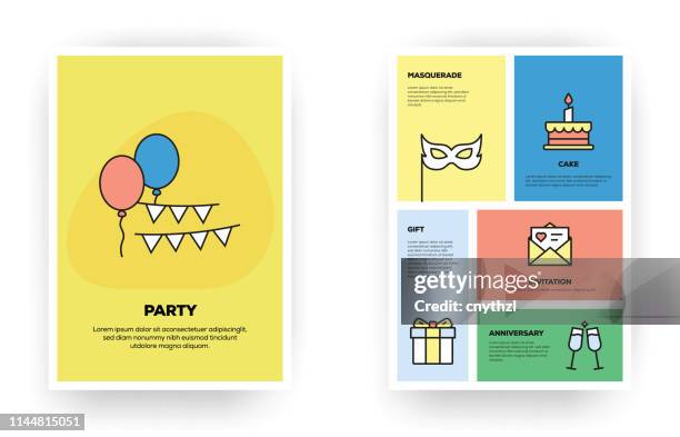 party and event related infographic - surprise birthday party stock illustrations